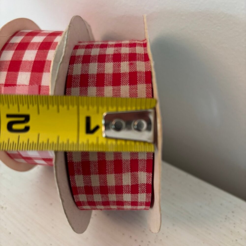 Lot of 2 Vintage Rolls Red Gingham Ribbon - Picture 5 of 6